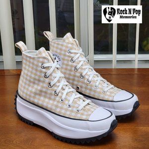 Converse Women's Run Star Hike Hi Plaid A05999C Oat Milk/White/Black Size 8.5